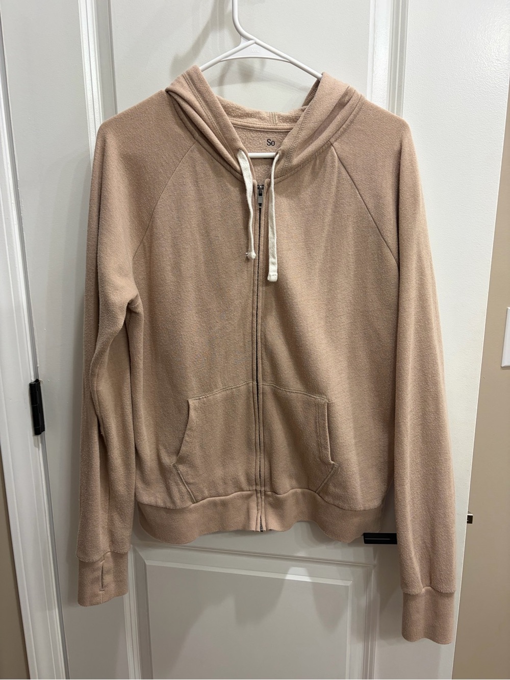 SO Women's Taupe Teddy Zip-Up Hoodie